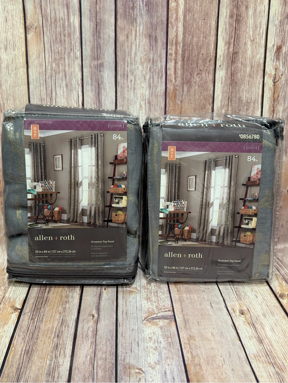 ✨NWT✨ Set of Two Allen + Roth Gray Grommet Top Curtain Panel - 84"